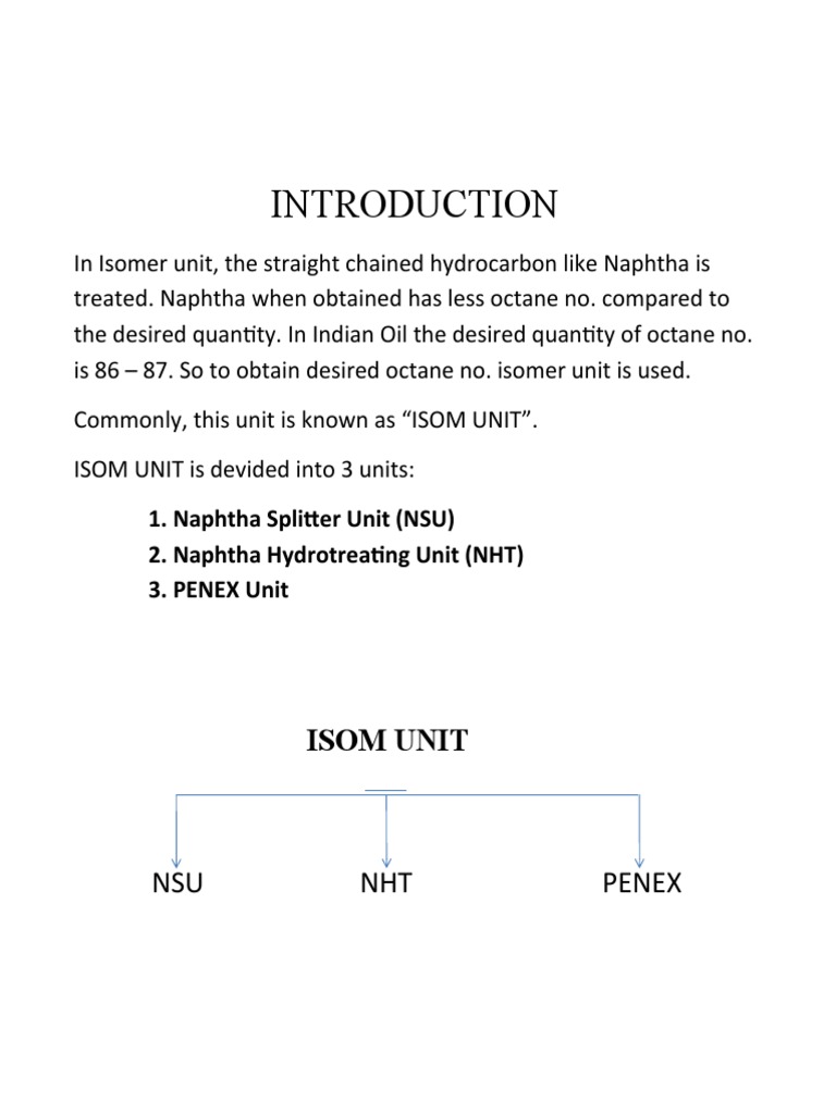 Isom Unit: Nsu NHT Penex | PDF | Process Engineering | Chemical Process ...