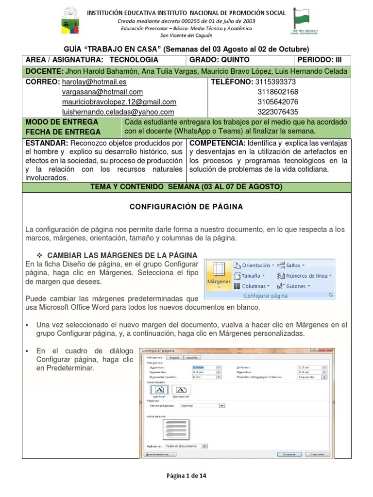 Guía de Tecnología para Quinto Grado | PDF | Microsoft Word | Microsoft ...