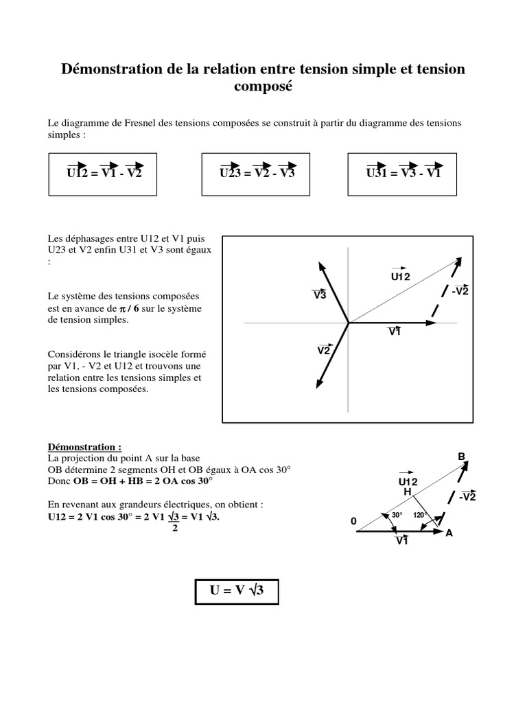 Relation entre tensions simples et composées | PDF