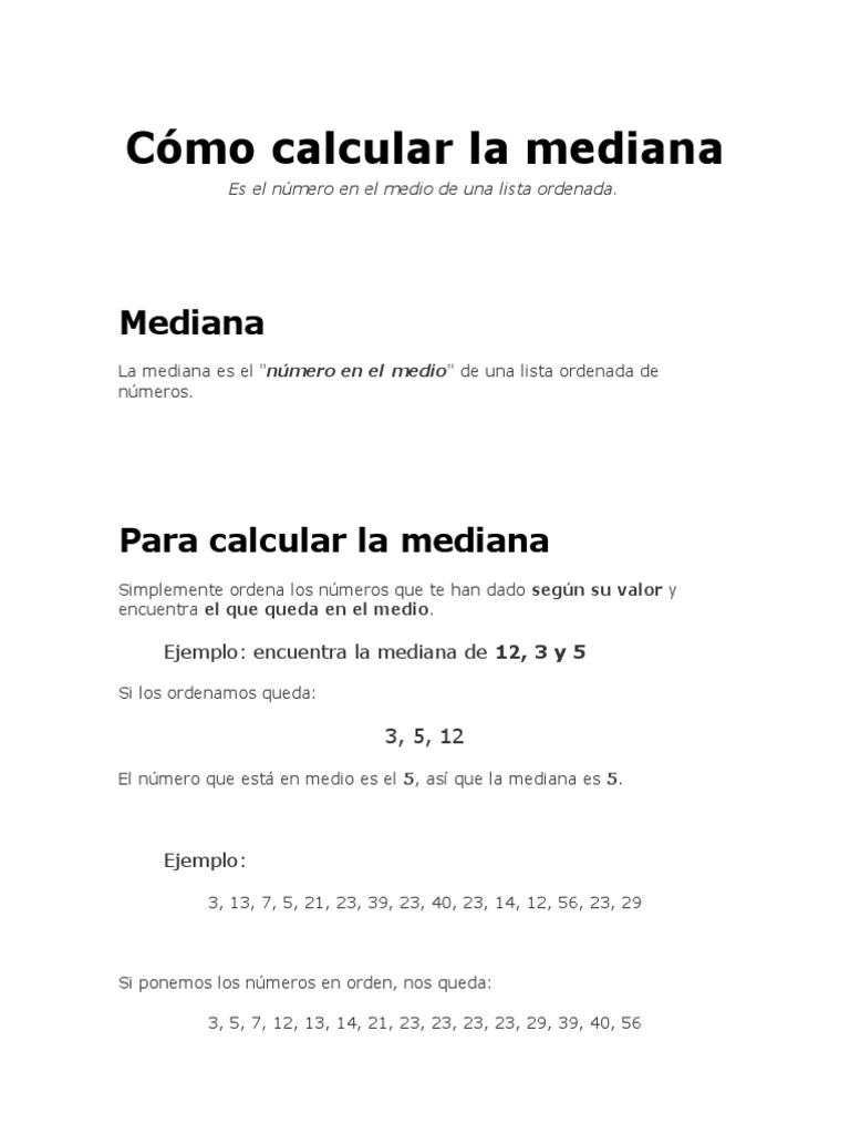Mtodo Fcil Para Calcular La Mediana Con Ejemplos Y Frmulas 720x1280