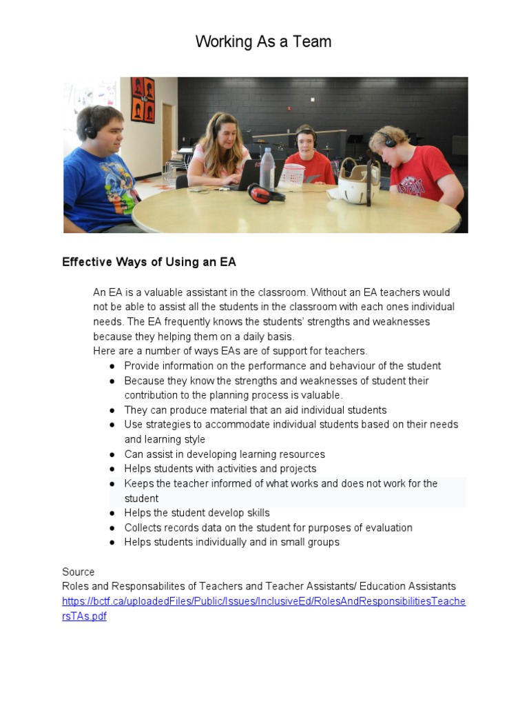 Effective Teamwork in Education | PDF | Individualized Education ...