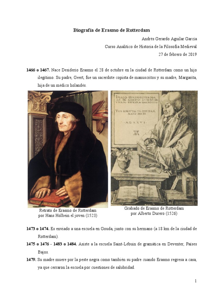 Biografía de Erasmo de Rotterdam | PDF | Martin Luther | Religión y ...