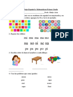 Hoja de Trabajo Español y Matemáticas Primer Grado