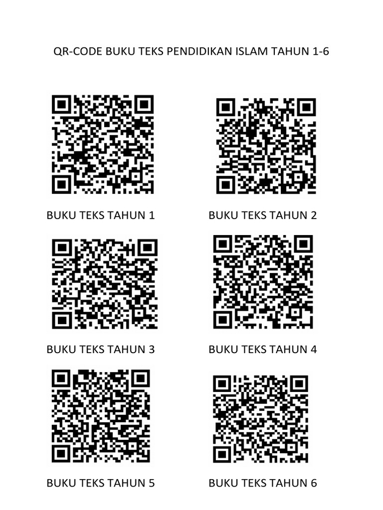 QR Code BUKU TEKS 1-6  PDF