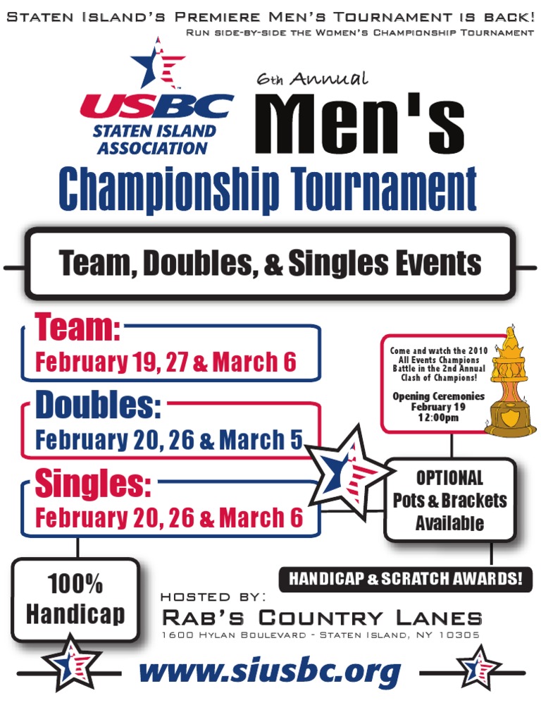 Staten Island USBC Men's Championship Tournament Application Bundle