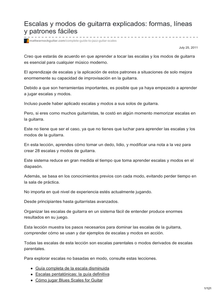 Escalas y Modos de Guitarra Explicados Formas Líneas y Patrones Fáciles ...