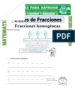 Ficha Clases de Fracciones para Tercero de Primaria