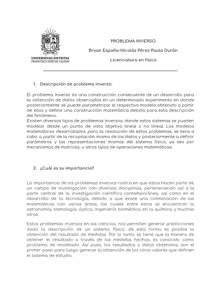 Problemas Inversos | PDF | Problema inverso | Enseñanza de matemática