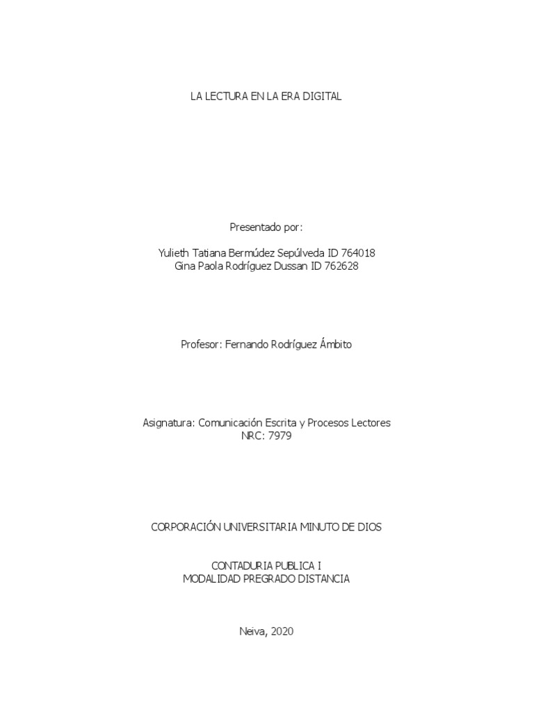 La Lectura en La Era Digital | PDF | Tecnología de información y ...
