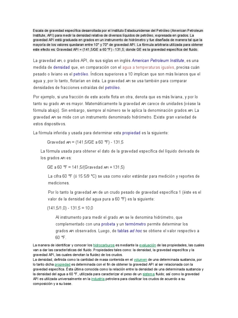 Guía de Gravedad API en Petróleo | PDF | Física | Química