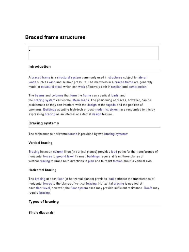 Overview of Braced Frame Structures | PDF | Buckling | Beam (Structure)
