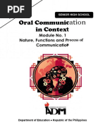 SHSG11 - Q1 - M1 - Oral-Comunication - in - Context - Nature - Functions - and - Processes - v3 PDF