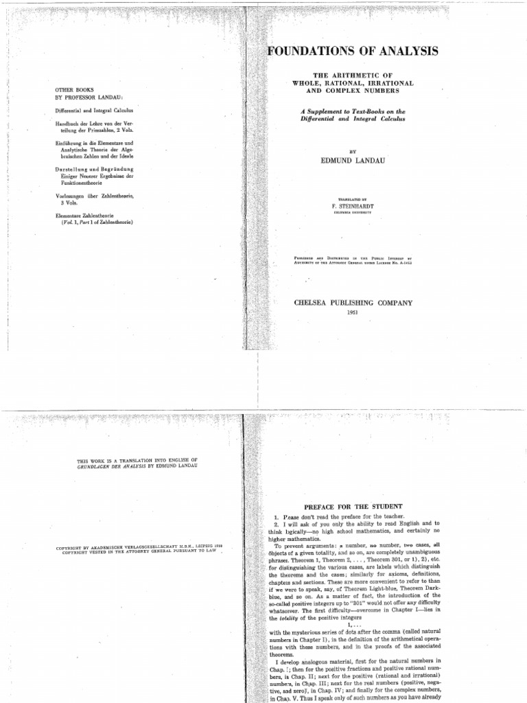 Landau - Foundations of Analysis PDF | PDF