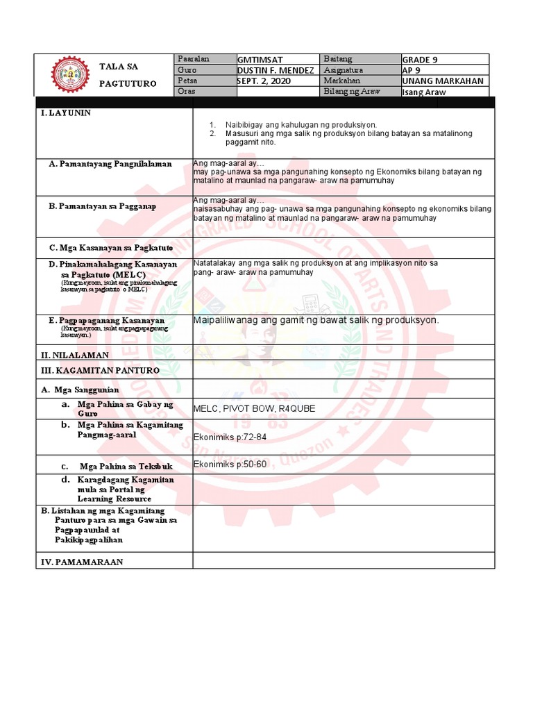 Exemplar Ap 9 Lesson 2 | PDF