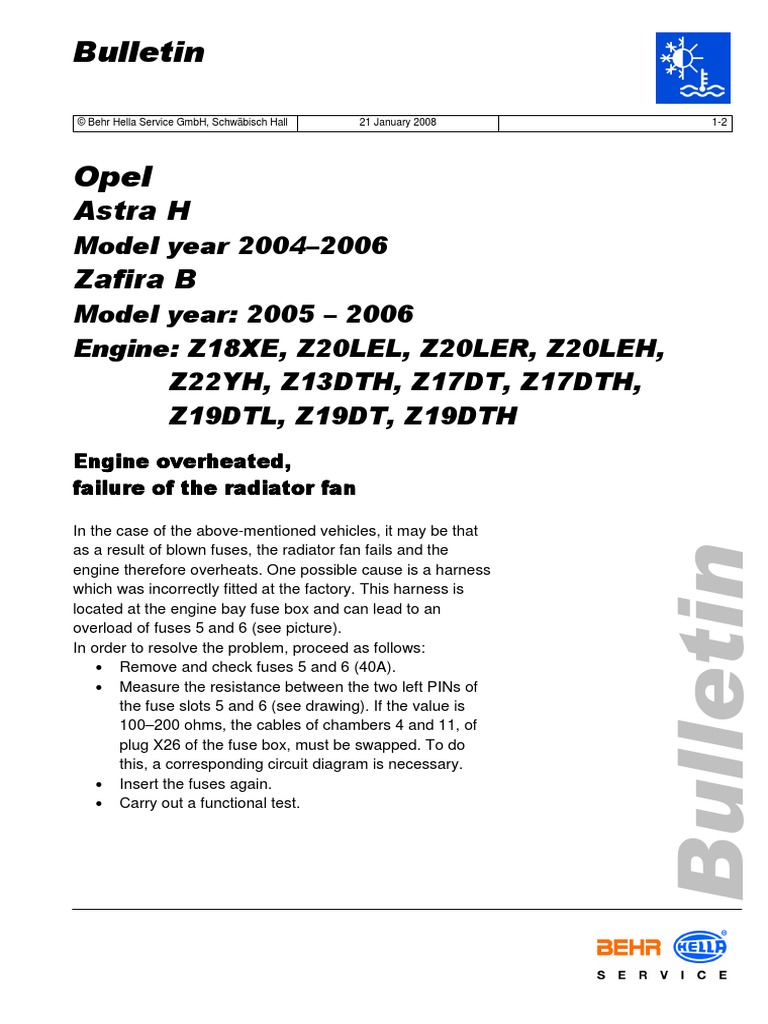 Opel Astra H - Radiator Fan Failure Engine Overheats PDF | PDF
