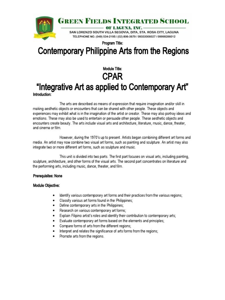 MODULE CPAR Unit I | PDF | Paintings | Color