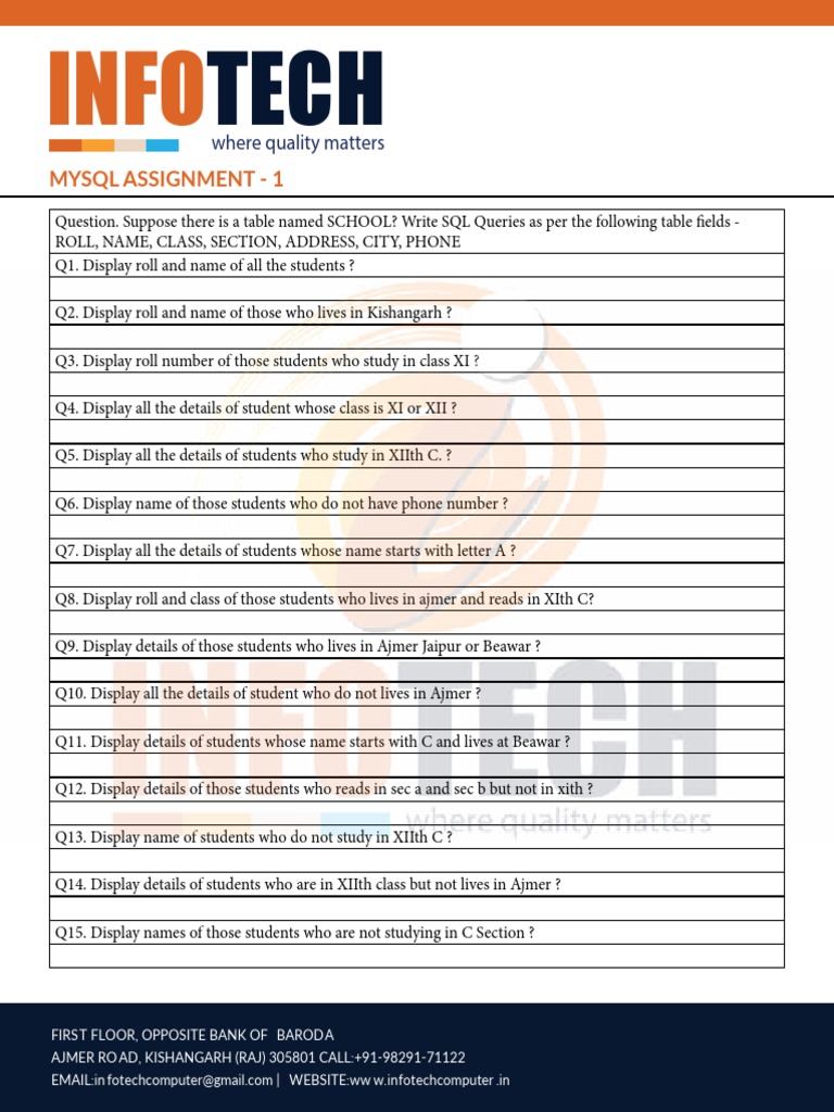 SQL Queries for School Database Analysis | PDF