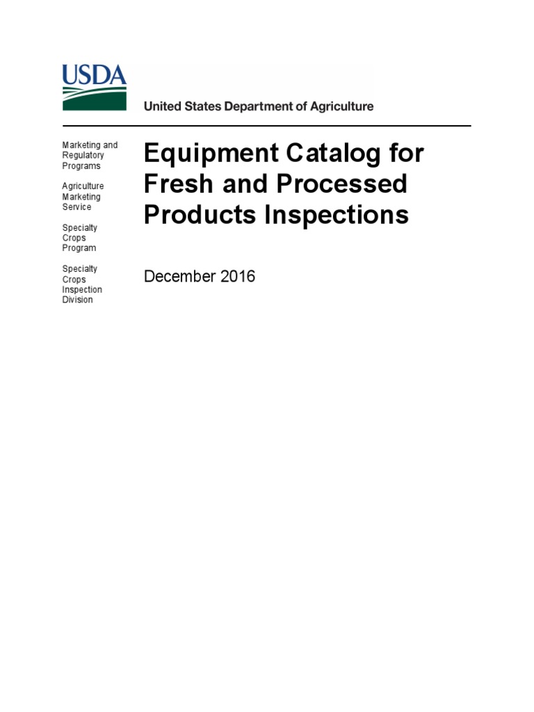 USDA Equipment for FV Inspections | PDF | Pound (Mass) | Sheet Metal
