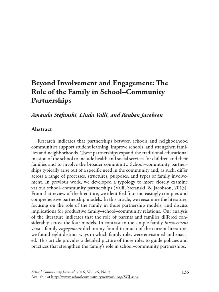 Beyond Involvement and Engagement: The Role of The Family in School ...