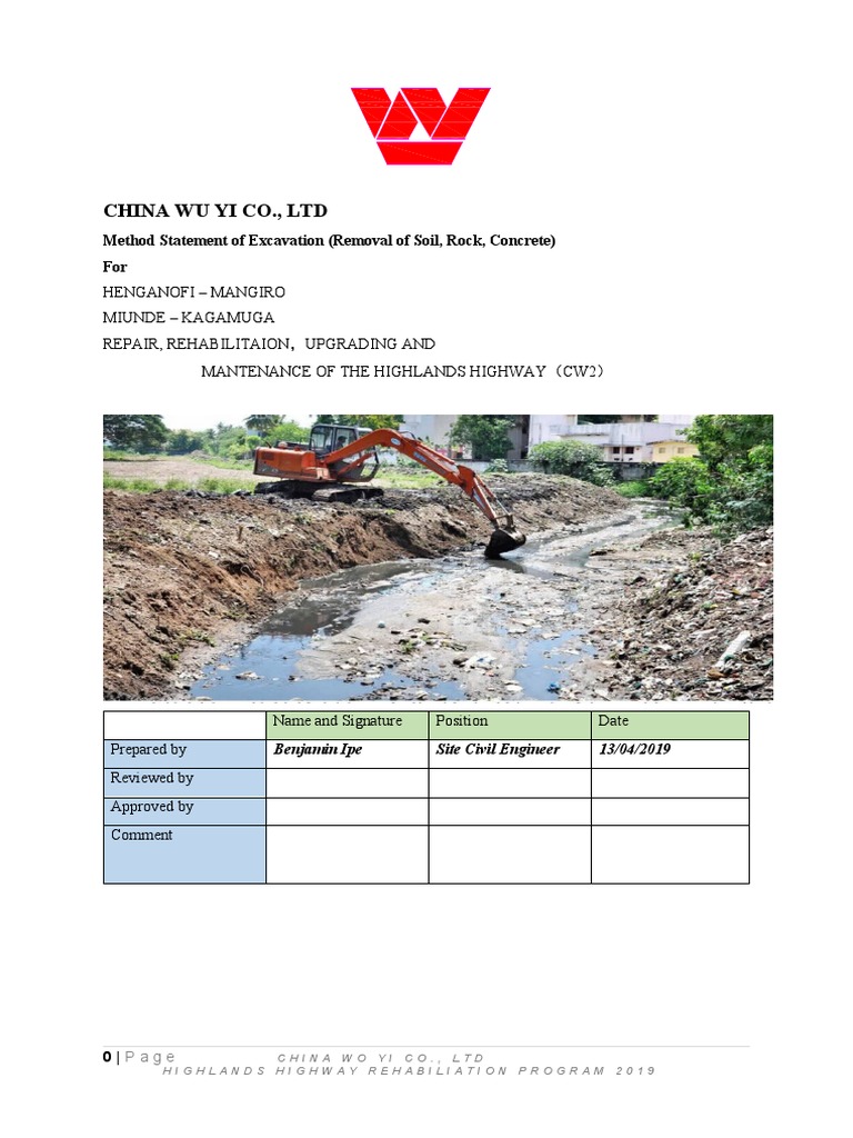 Excavation Method Statement for CWYC | PDF | Personal Protective ...