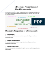 Refrigerant: Desirable Properties and Commonly Used Refrigerants