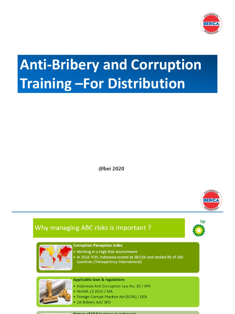 Anti Bribery And Corruption Training For Distribution Pdf Pdf