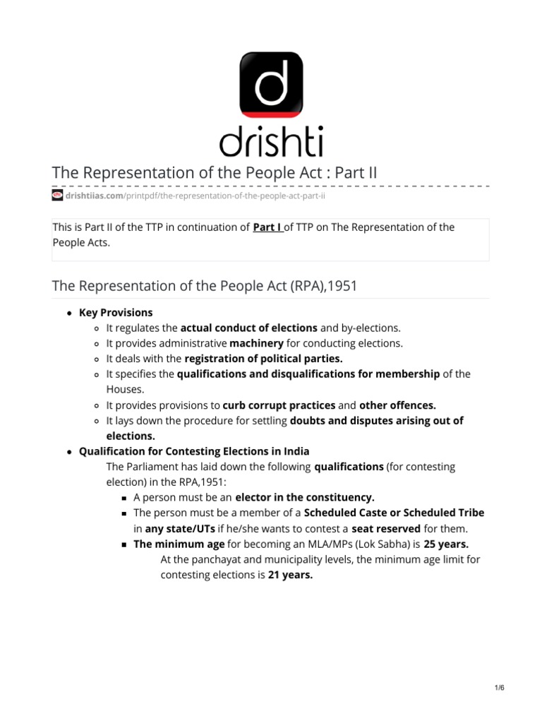 Key Provisions of RPA 1951 Explained | PDF | Accountability | Public Law