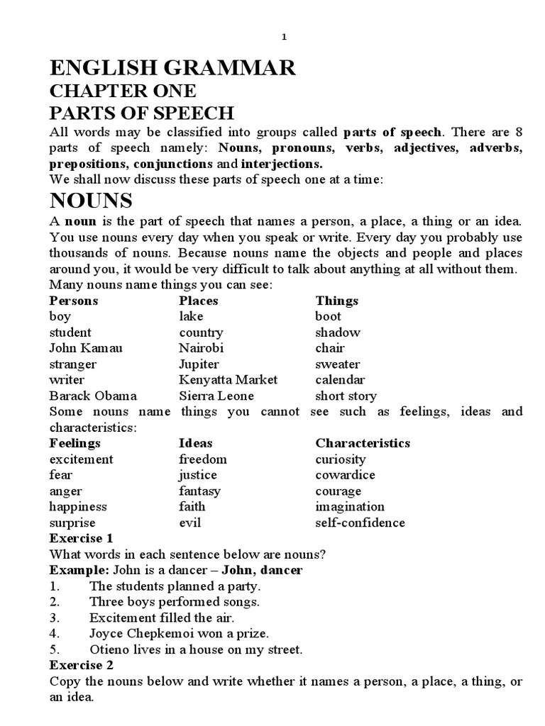 English Notes Form 1-4 Booklet New Setbks | PDF | Grammatical Gender |  Pronoun