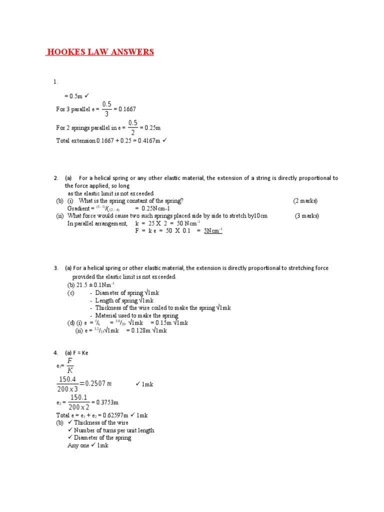 Hookes Law Answers | PDF | Mechanics | Nature