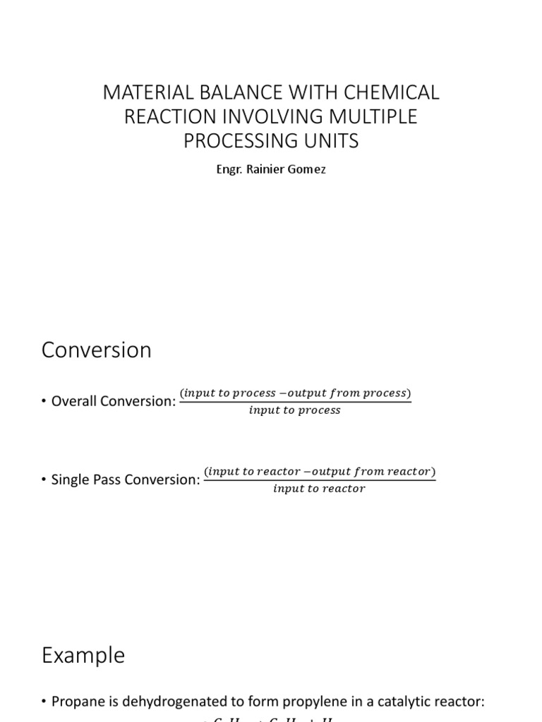 Chemical Process Conversion Analysis | PDF
