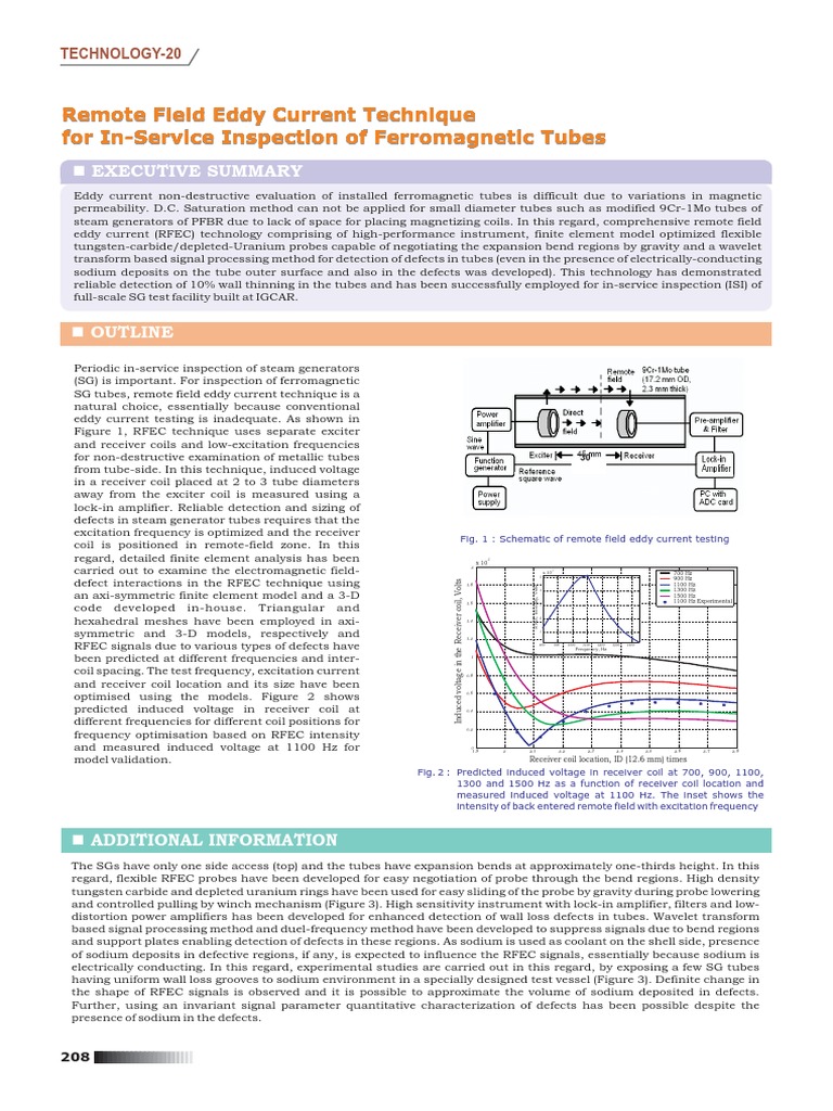 Remote Field Eddy Current Technique For InService Inspection of Tubes Download