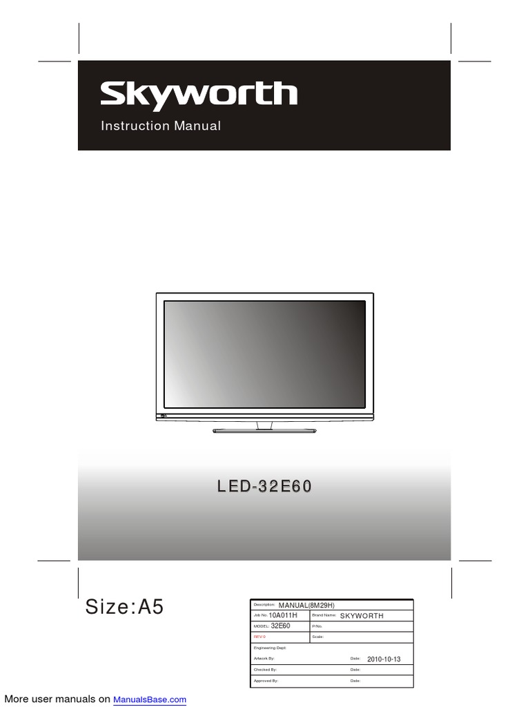 Size:A5: Instruction Manual | PDF | Cable Television | Digital Television