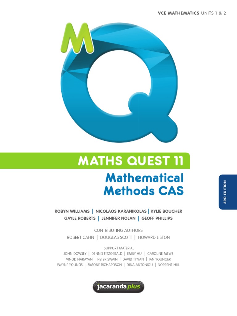 VCE Math Methods CAS Units 1 2 Text Book PDF PDF Quadratic Equation Factorization