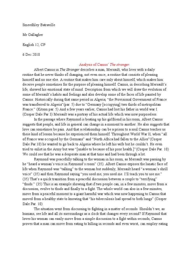 the stranger essay