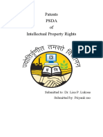 Patents Psda of Intellectual Property Rights: Submitted To: Dr. Lisa P. Lukose Submitted By: Priyank Rao