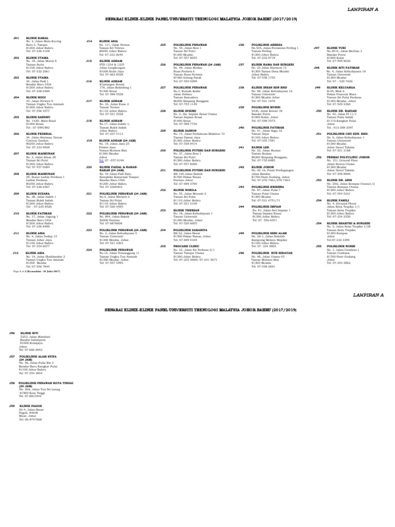 KLINIK PANEL 2017UTMJB Dan PAGOH 180717 PDF  PDF