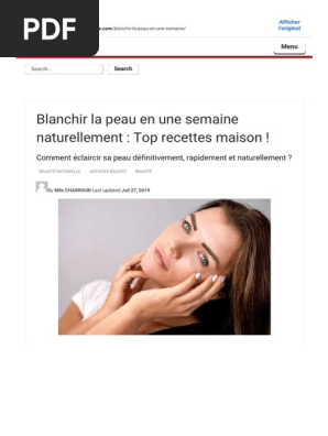 Blanchir La Peau En Une Semaine Naturellement Top Recettes Maison Reussir En Famille Peau Lait