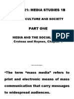 Acom 221: Media Studies 1B: Media, Culture and Society