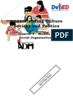 Understanding Culture Society and Politics: Quarter 1 - Module 6: Social Organizations