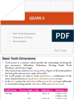 Gears Ii: Basic Tooth Dimensions Kinematics of Gears Force Analysis