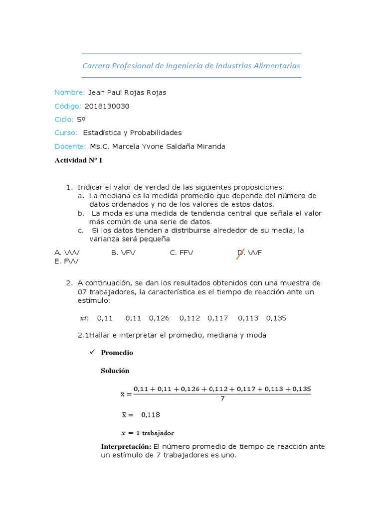 Jean Paul Rojas Rojas - Sem 3 - Estdistica PDF | PDF | Enseñanza de ...