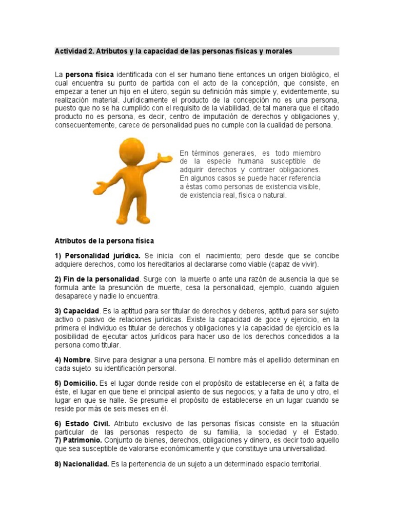 Atributos de Personas Físicas y Morales | PDF | Bienes (Ley) | Estado ...
