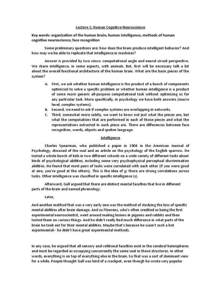 Neuroscience of Human Intelligence | PDF | Functional Magnetic ...