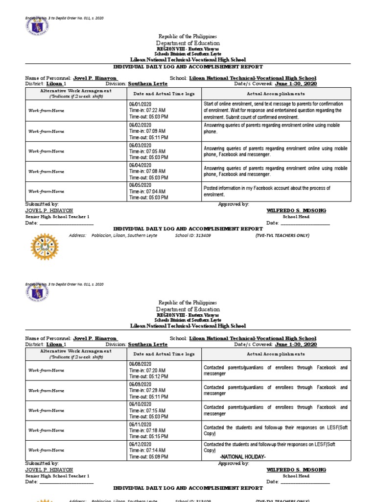 Individual-Daily-Log-and-Accmoplishment Jovel | PDF | Cyberspace ...