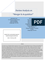 A Review Analysis On "Merger & Acquisition": Prepared For: Prepared by