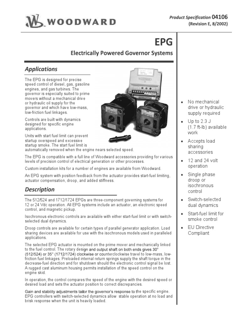 Woodward EPG Speed Control Overview | PDF | Actuator | Engines