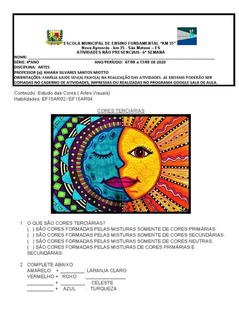 Atividades de Artes para 4º Ano | PDF | Métodos e Materiais de Ensino