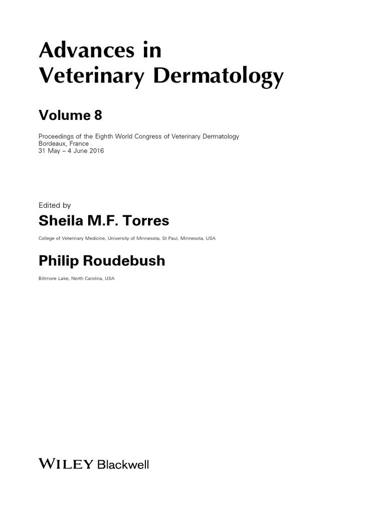 Advances In Veterinary Dermatology Sheila M F Torres Philip Roudebush Heredity Genetic Disorder