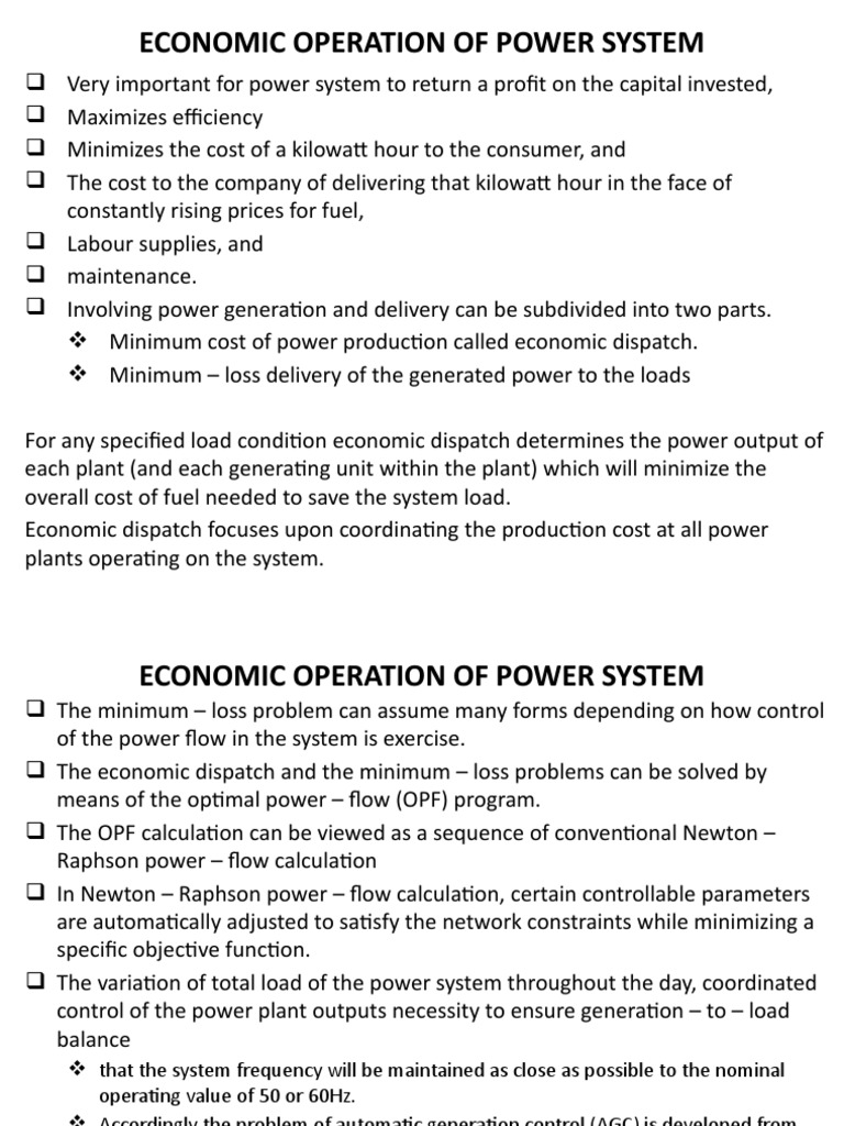 Economic Operation of Power System | PDF | Rectifier | High Voltage ...