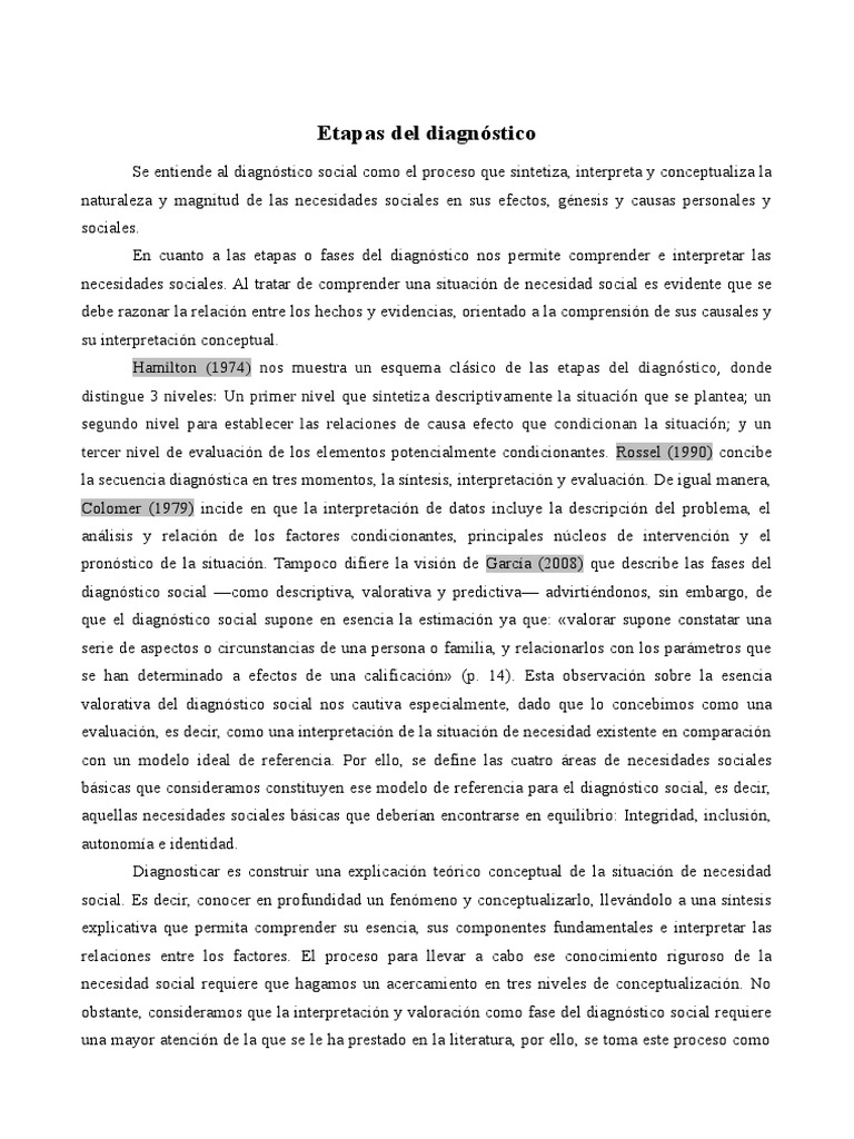 Fases del diagnóstico social en trabajo social | PDF | Trabajo Social ...